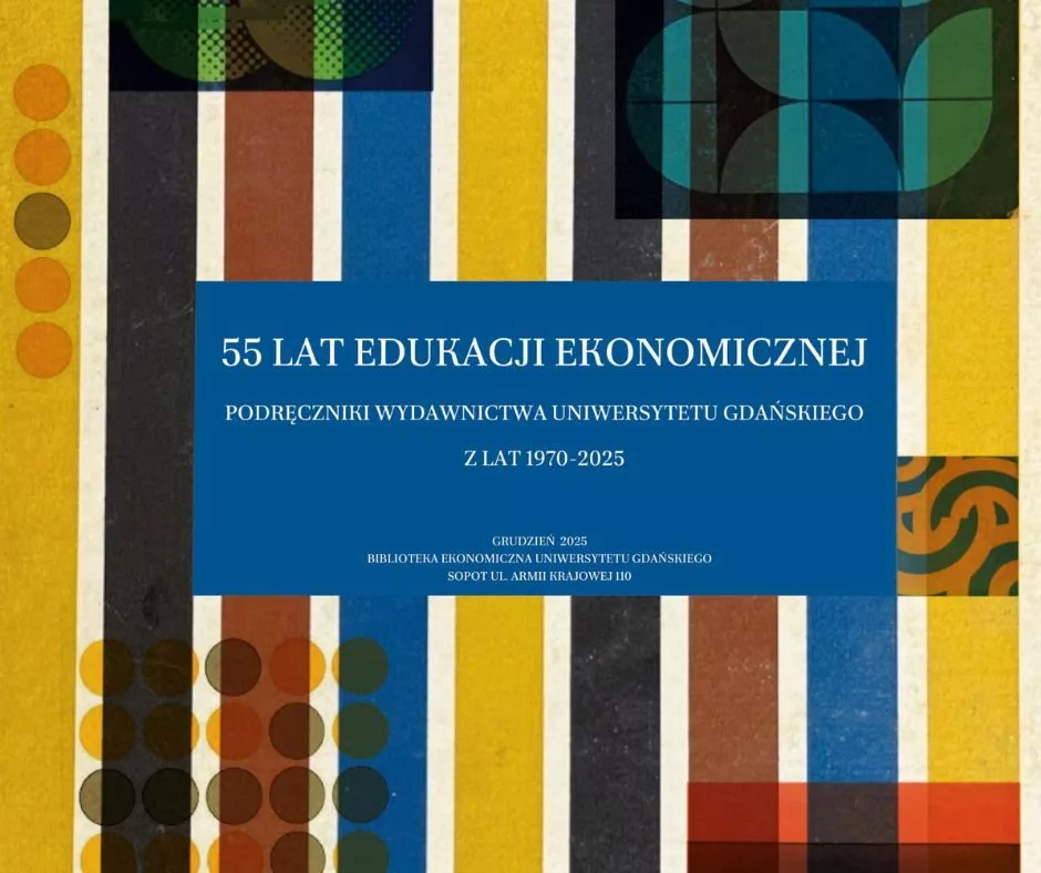 Plakat wystawy podreczników Wydawnictwa Uniwersytetu Gdańskiego w Bibliotece Ekonomicznej